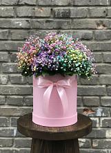 Цветочная композиция из Гипсофила и Розы в шляпной коробке #REPLACE_PRED# Оренбург