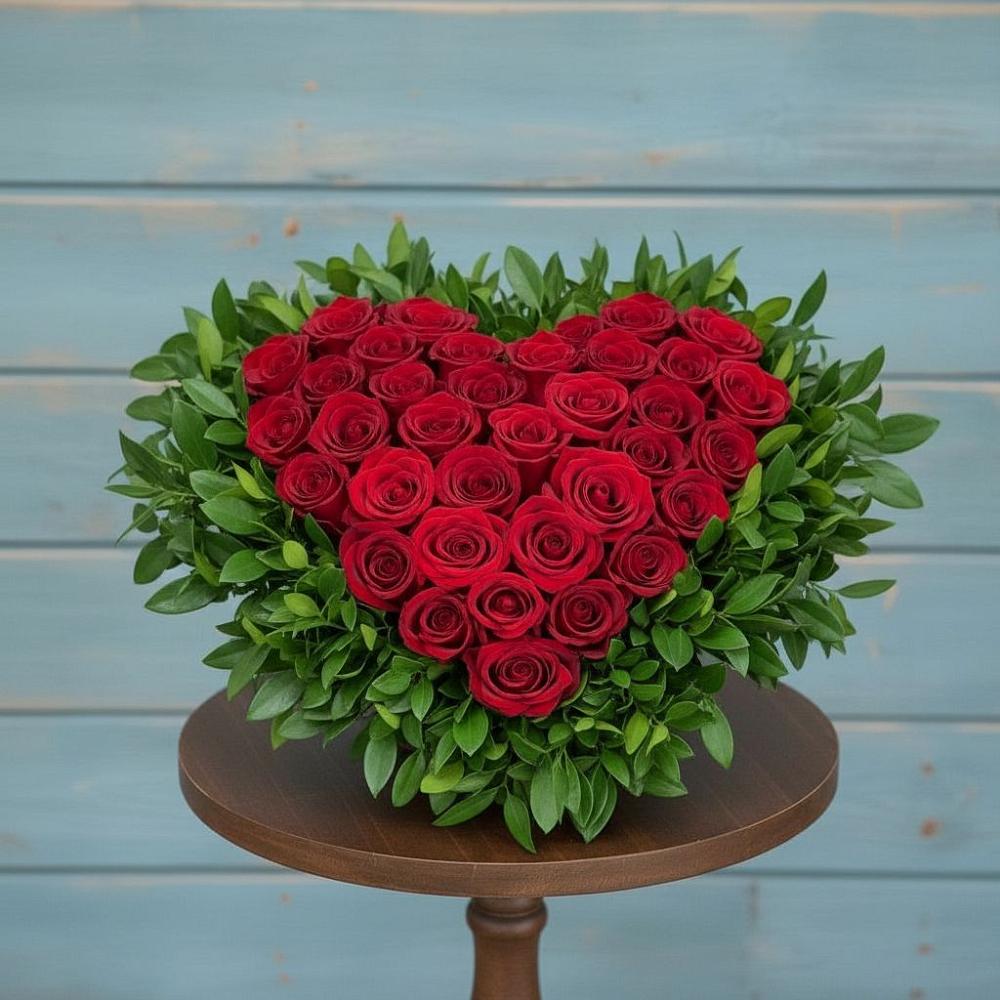 Цветочная композиция из Розы в виде сердца в Оренбург