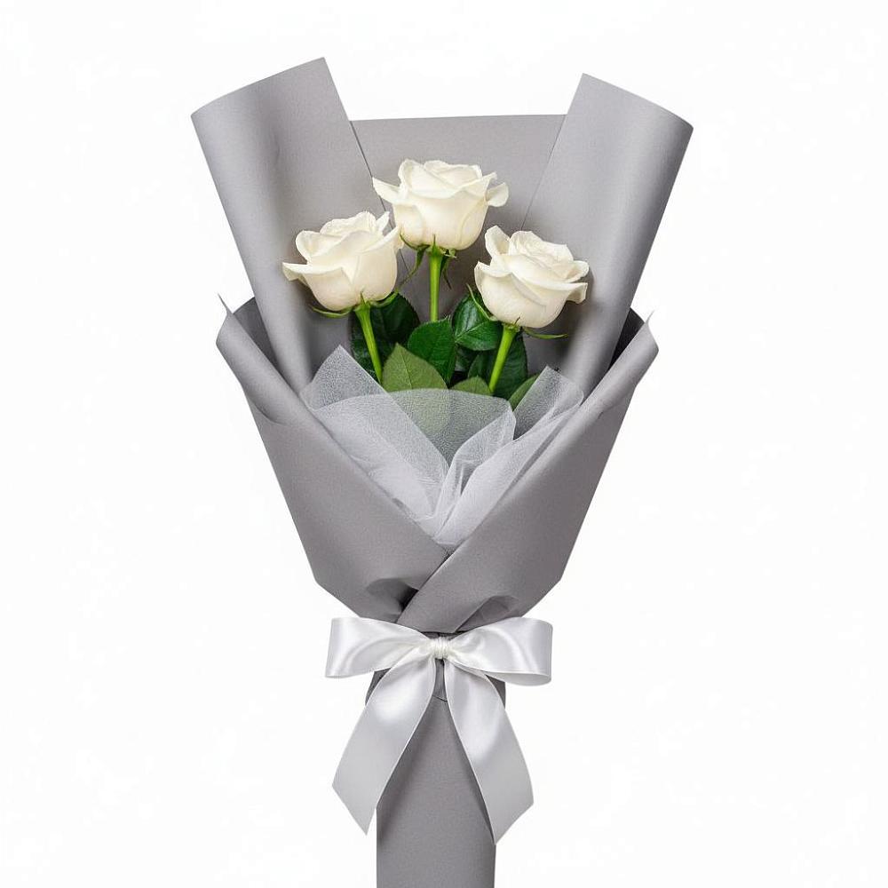 Букет 3 белые розы в Оренбург