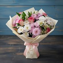 Букет цветов из:  Хризантемы, Альстромерии и Розы в Оренбург