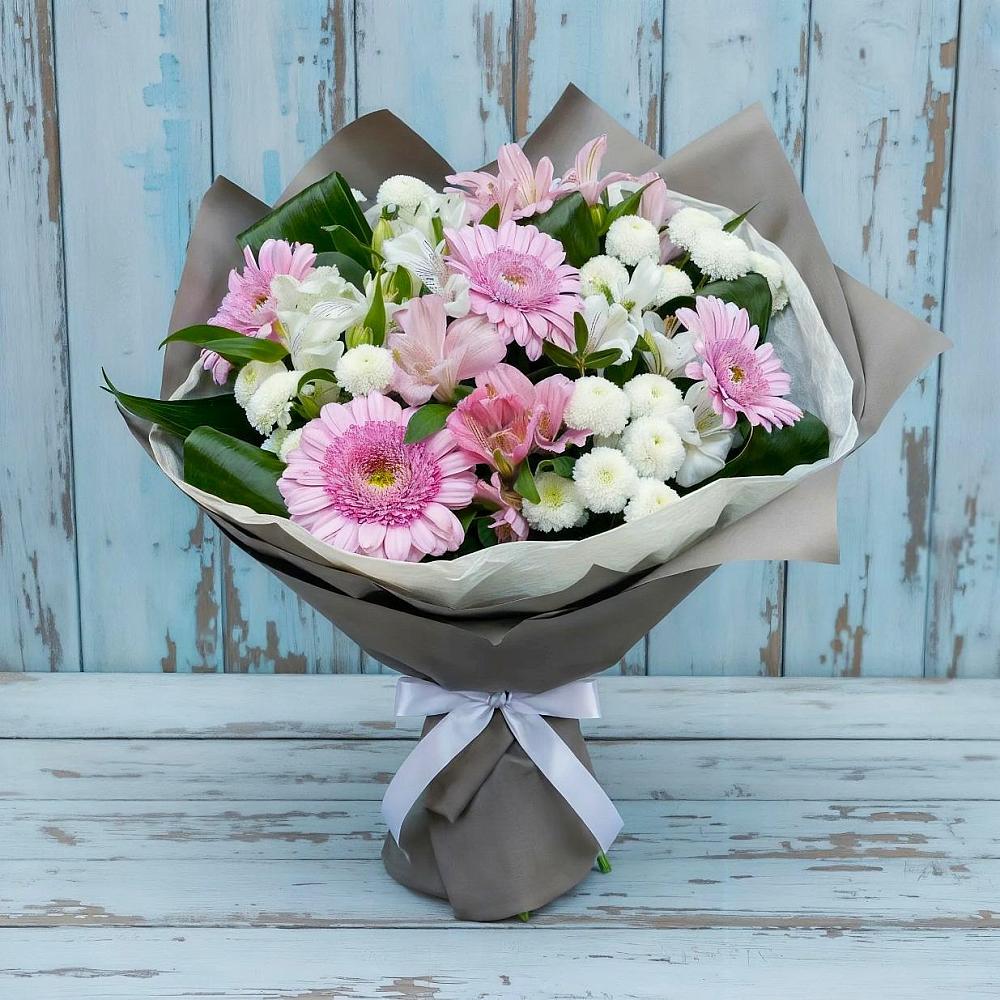 Букет цветов из: Герберы, Альстромерии и Хризантемы в Оренбург
