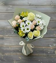 Букет цветов из:  Альстромерии, Розы и Хризантемы в Оренбург
