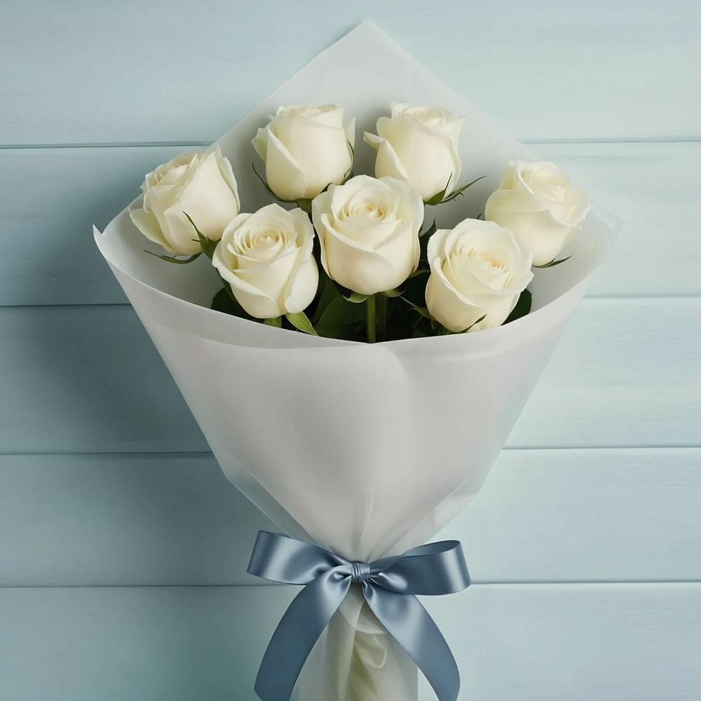Букет 7 Белых роз Эдлесс Лав в Оренбург